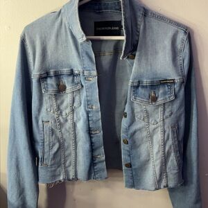 Calvin Klein Blue Jean Jacket Distressed Denim Style